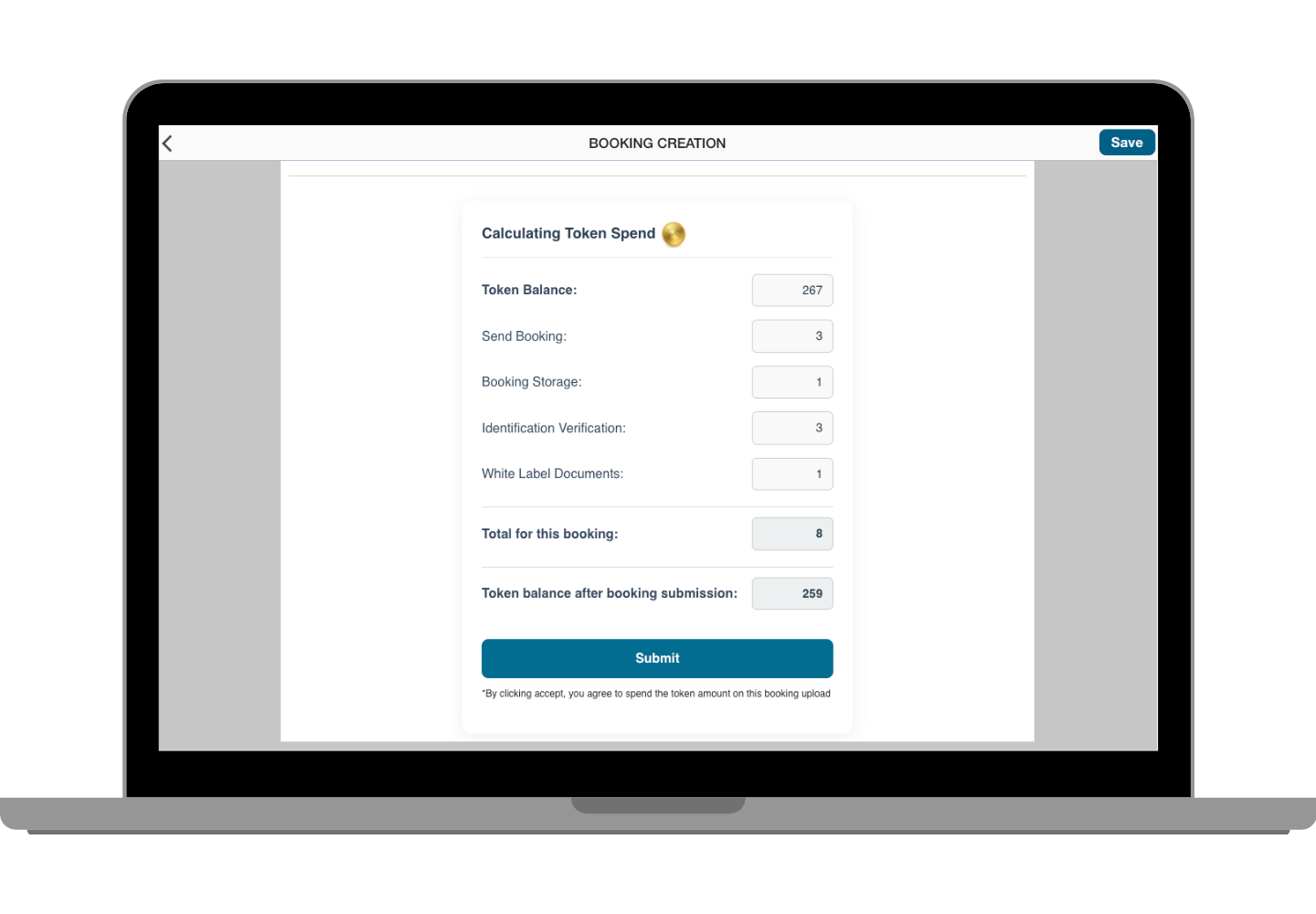 Booking Token Cost Calculation