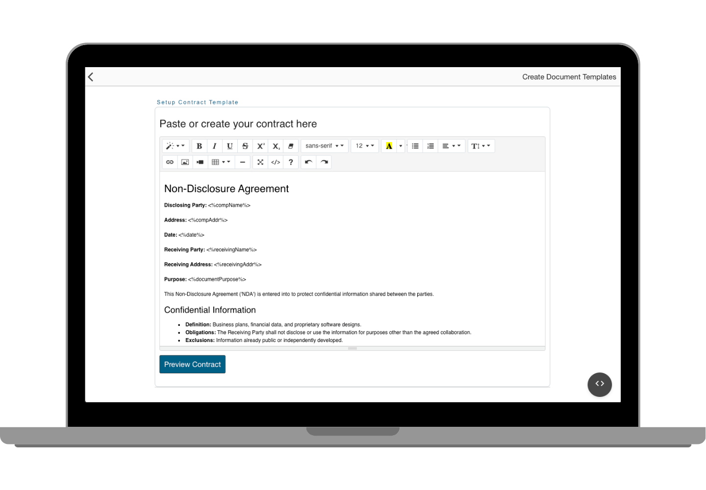 Document Creation Interface